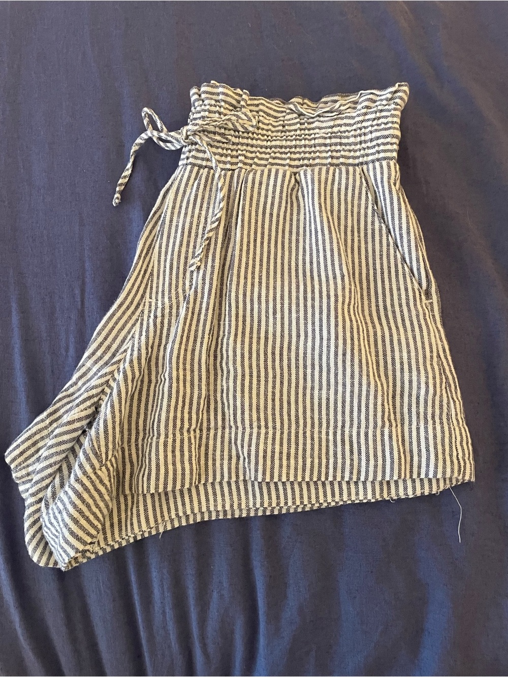 a new day grey & white striped shorts with tie size XS